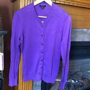 Nautica purple cardigan sweater